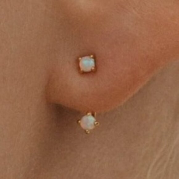 Dainty Opal Layered Earrings - Picture 2 of 2
